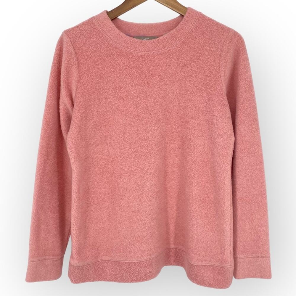 DENIM & CO Comfort Zone Baby Sherpa Crewneck Pullover Blush Pink Size XS